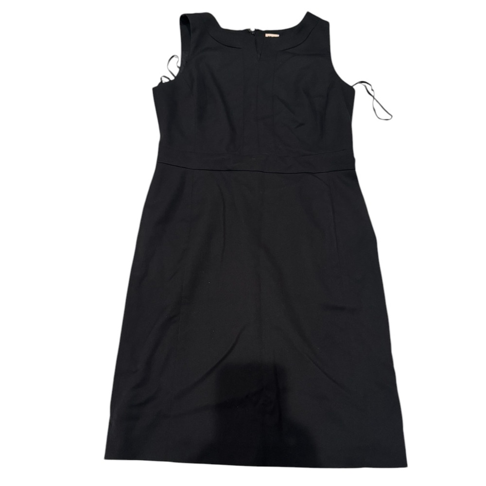 Anne Klein Black Sleeveless Sheath Dress Square Neck Midi